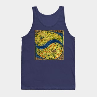 WEIRD MEDIEVAL BESTIARY, S LETTER INHABITED by SNAIL AND DRAGON AMONG COLORFUL FLOWERS Tank Top